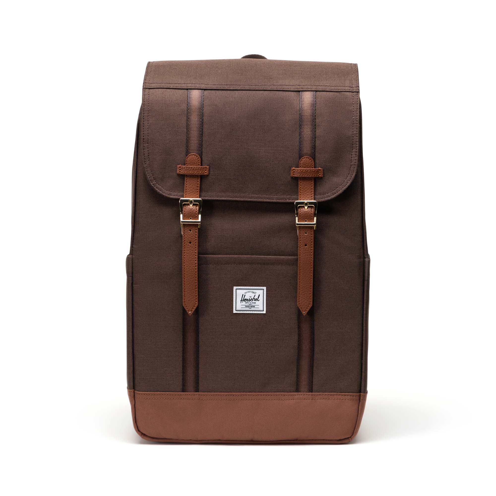 Dokulu Kahve - Taba Herschel Retreat Su İtici Kumaş 16" Laptop Uyumlu Mıknatıslı Kapama Sırt Çantası, 23 L